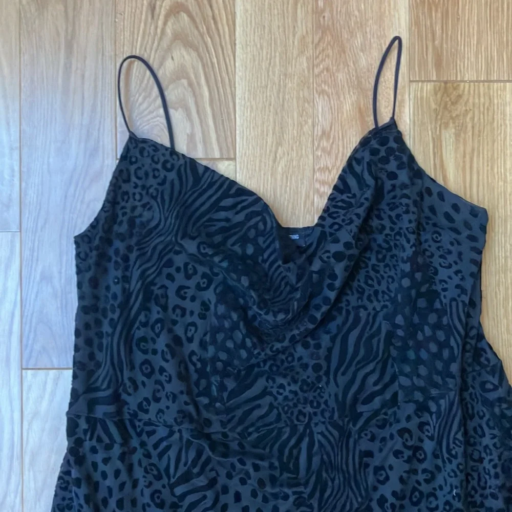 Plus PrettyLittleThing slinky black burn out dress 16 - Picture 2 of 5